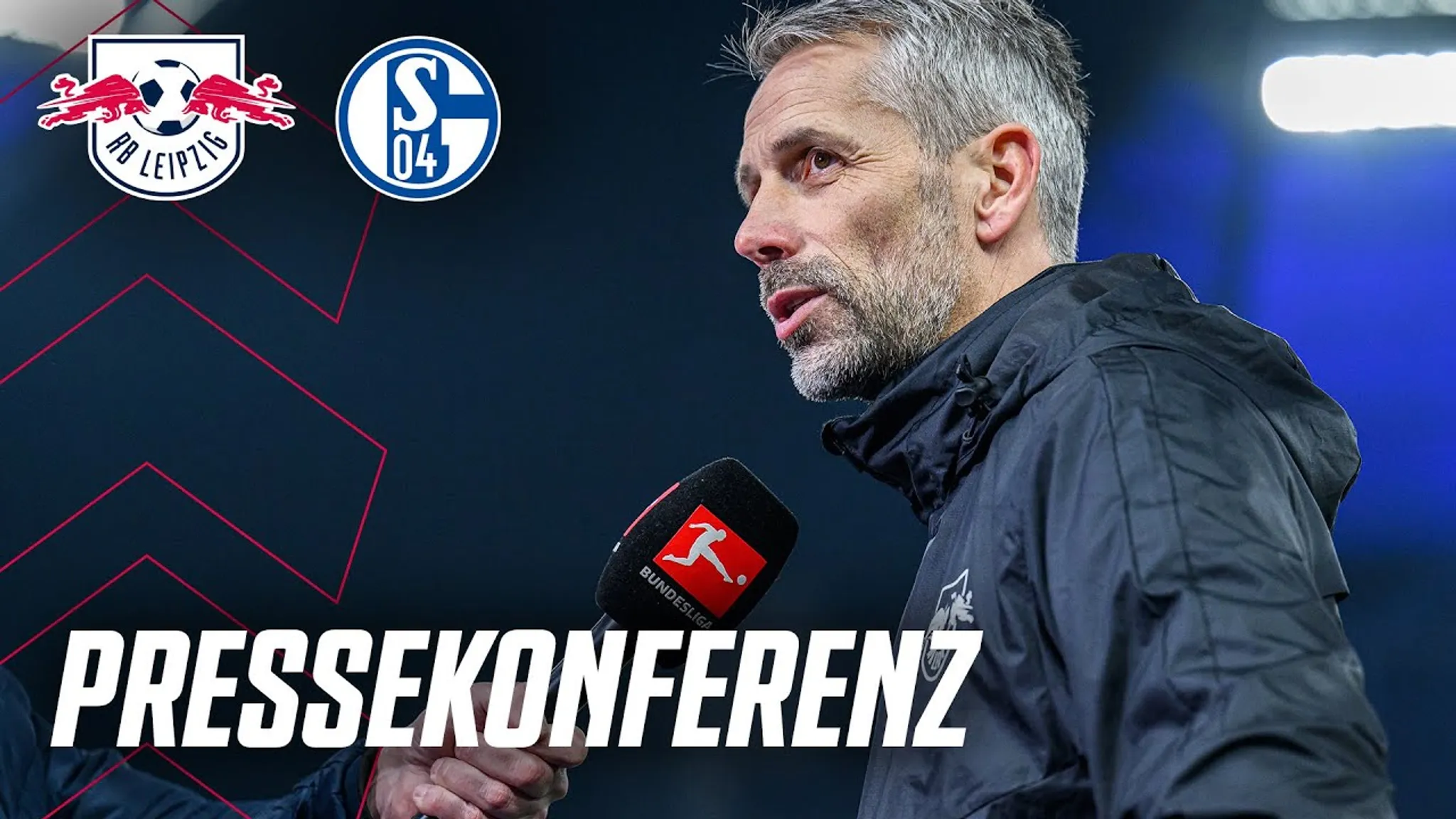 Marco Rose von RB Leipzig in der Pressekonferenz nach dem Spiel gegen Schalke 04.