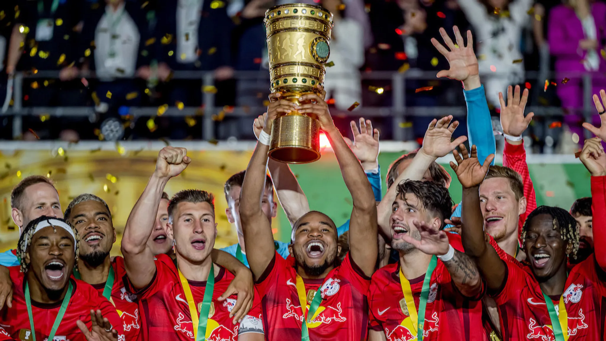 Mit den Roten Bullen gewann Christopher Nkunku zweimal den DFB-Pokal.