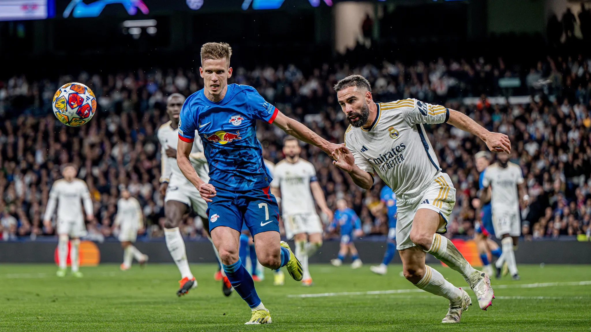 Champions League against Real Madrid. Dani Olmo and Dani Carvajal - two winners of the UEFA Euros 2024 with Spain.