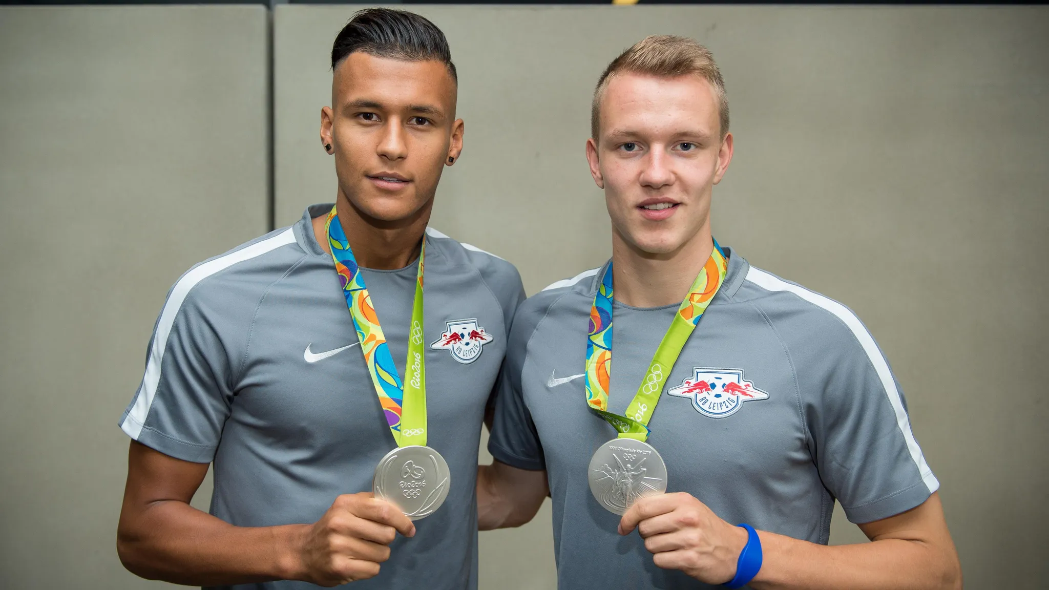 Two silver medal winners from Leipzig: Davie Seke and Lukas Klostermann.