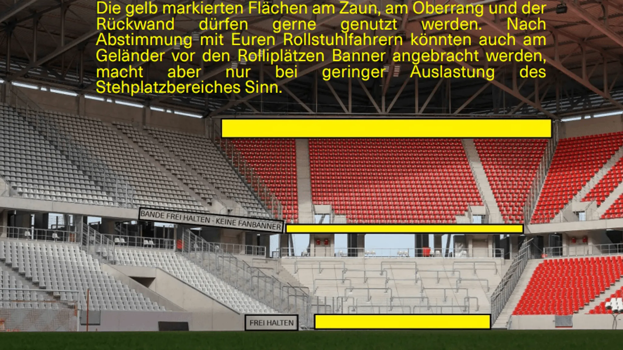 Banneranbringung Gästebereich SC Freiburg