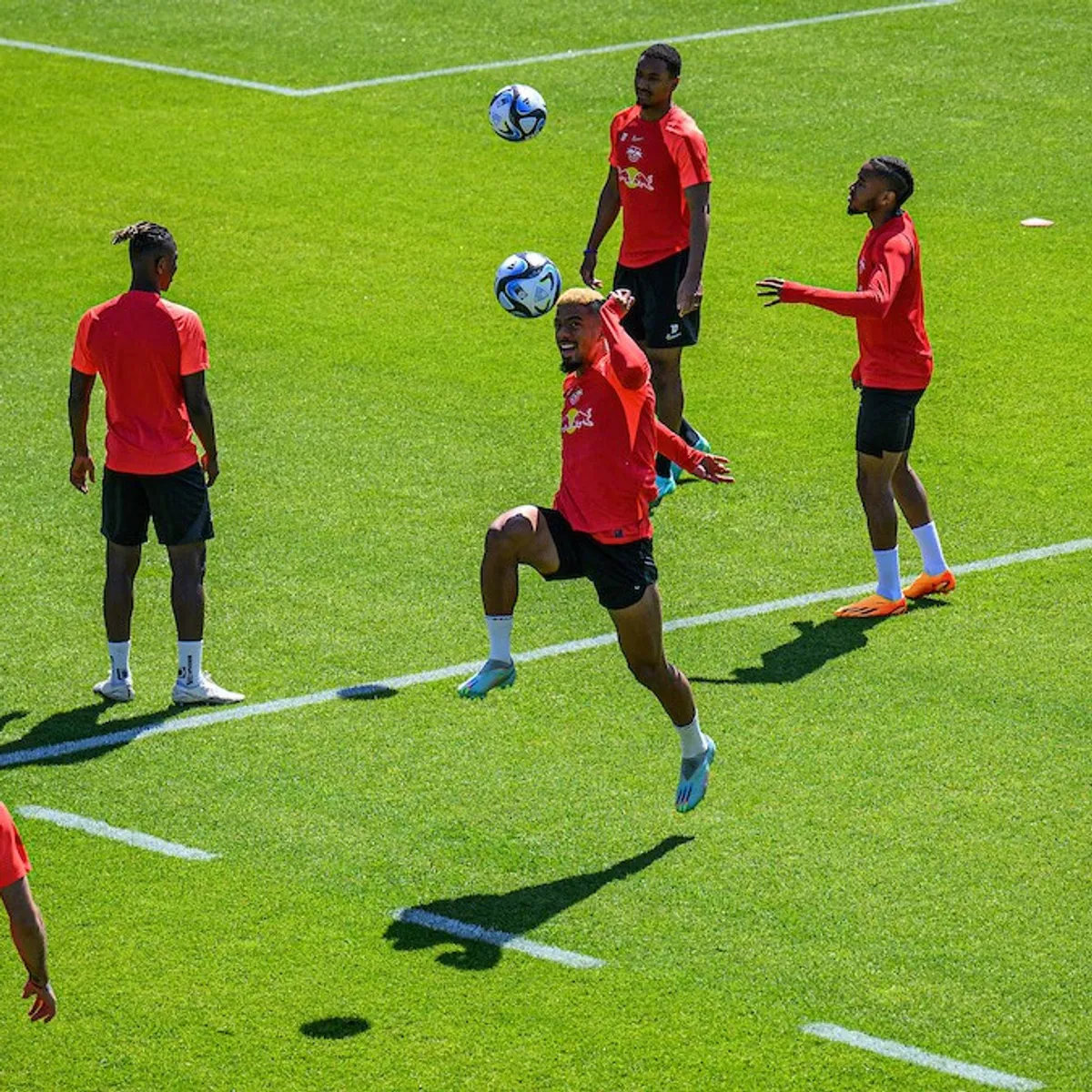 Die Mannschaft von RB Leipzig beim Training.