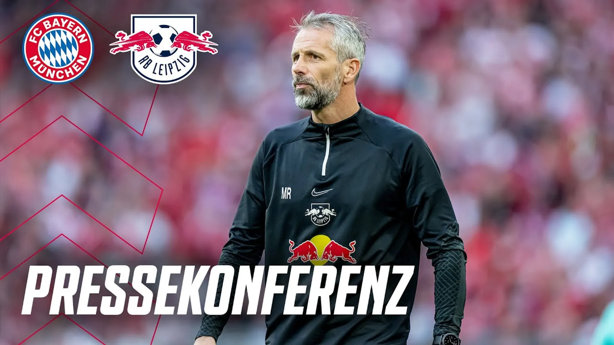 Marco Rose, Trainer von RB Leipzig, auf der Pressekonferenz nach dem 3:1-Sieg gegen Bayern München.