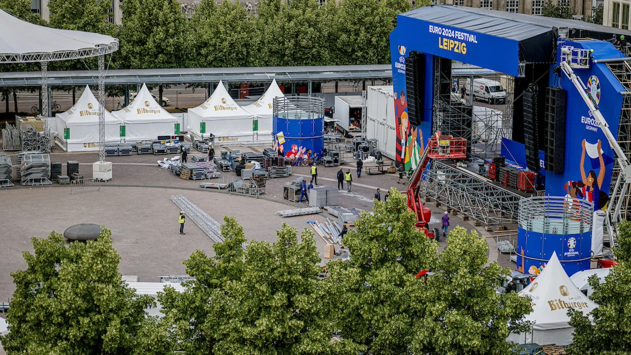 All 51 European Championship matches will be broadcast live on two giant screens at Augustusplatz.