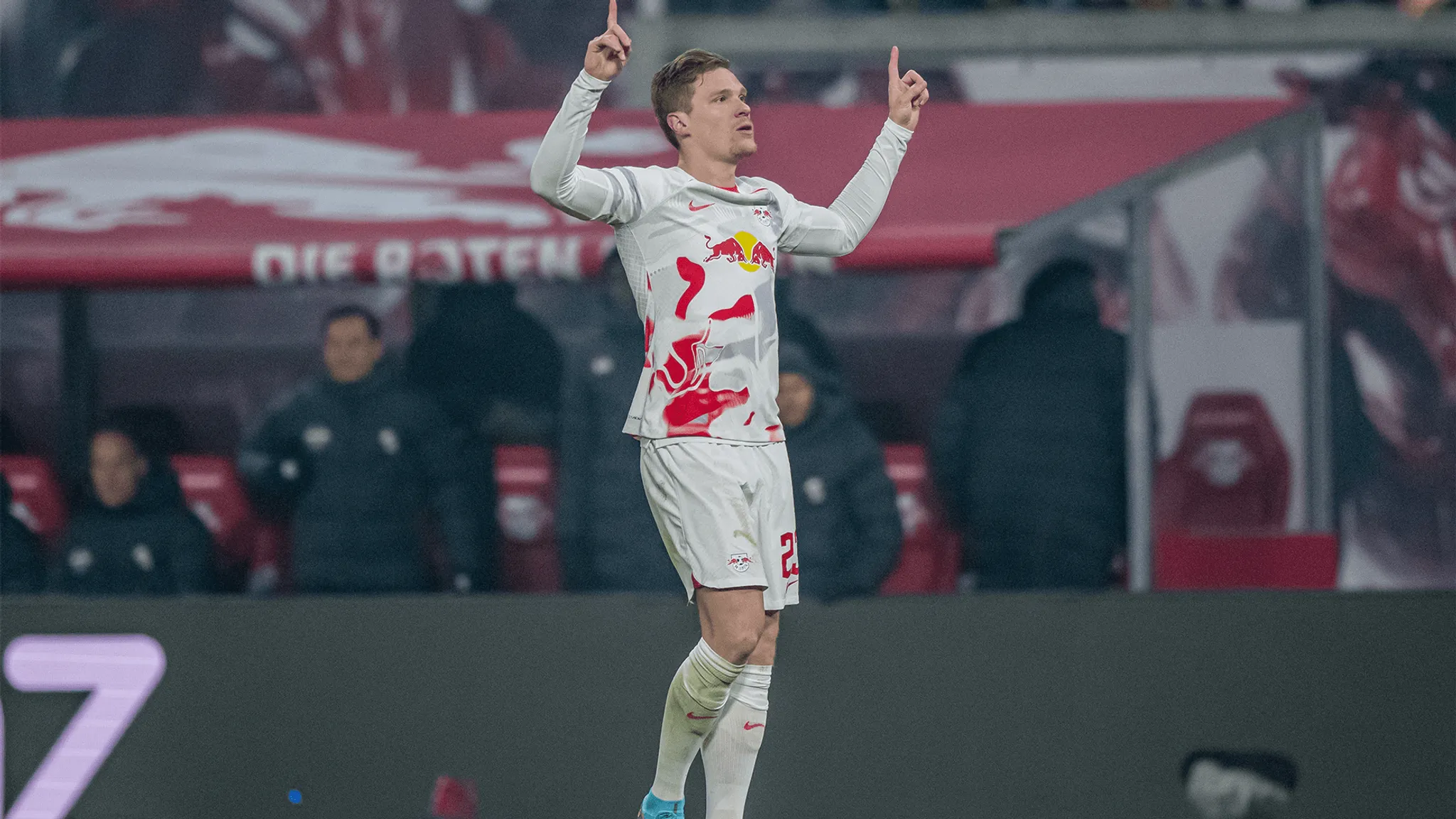 20. Januar 2023: Marcel Halstenberg trifft zum 1:1-Endstand gegen den FC Bayern.