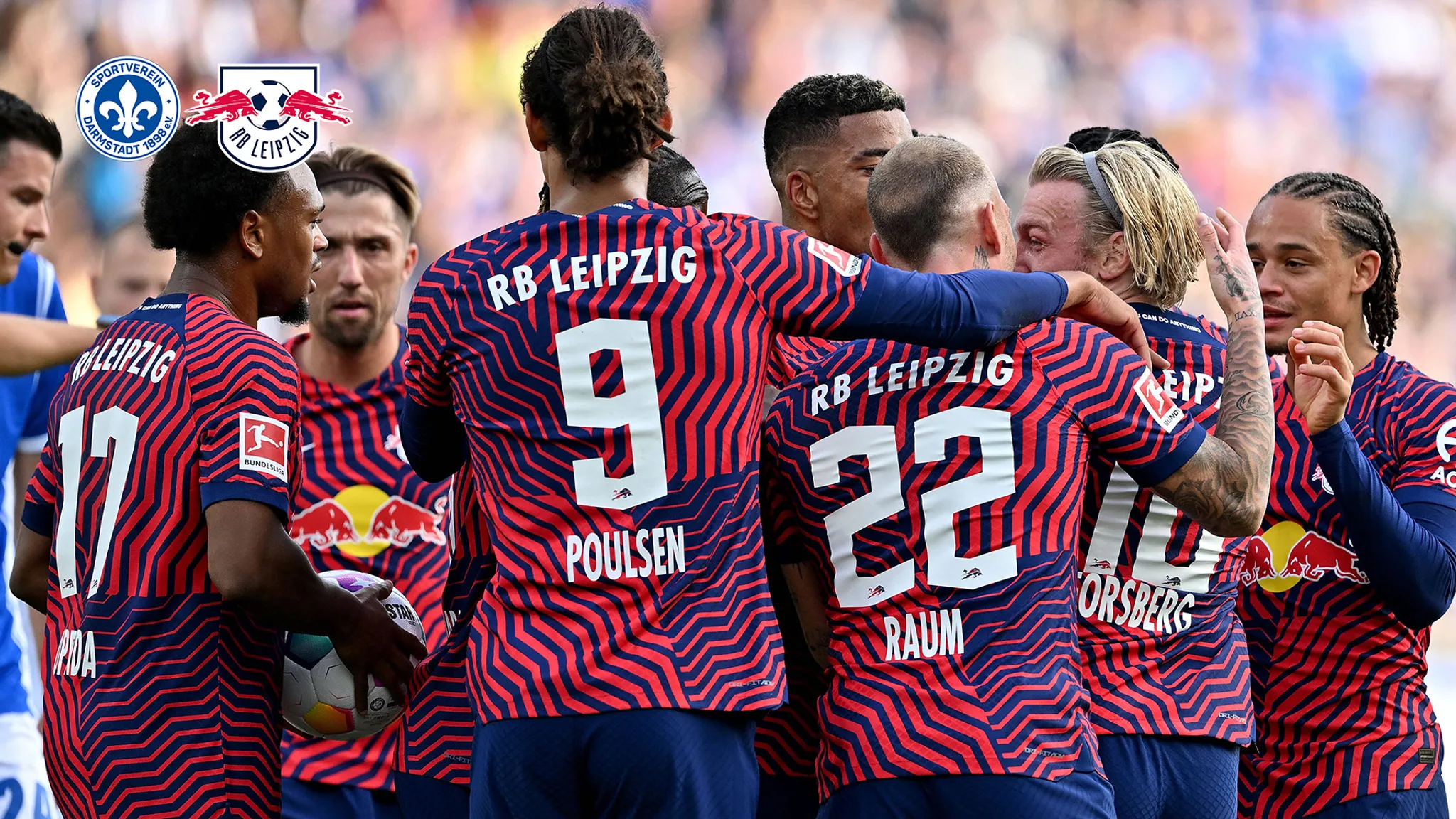RBL's players celebrate their 3-1 win in Darmstadt