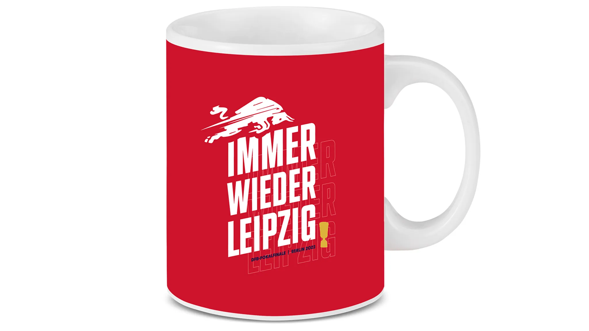 Tasse der Immer wieder Leipzig-Kollektion zum Pokalfinale 2023 von RB Leipzig.