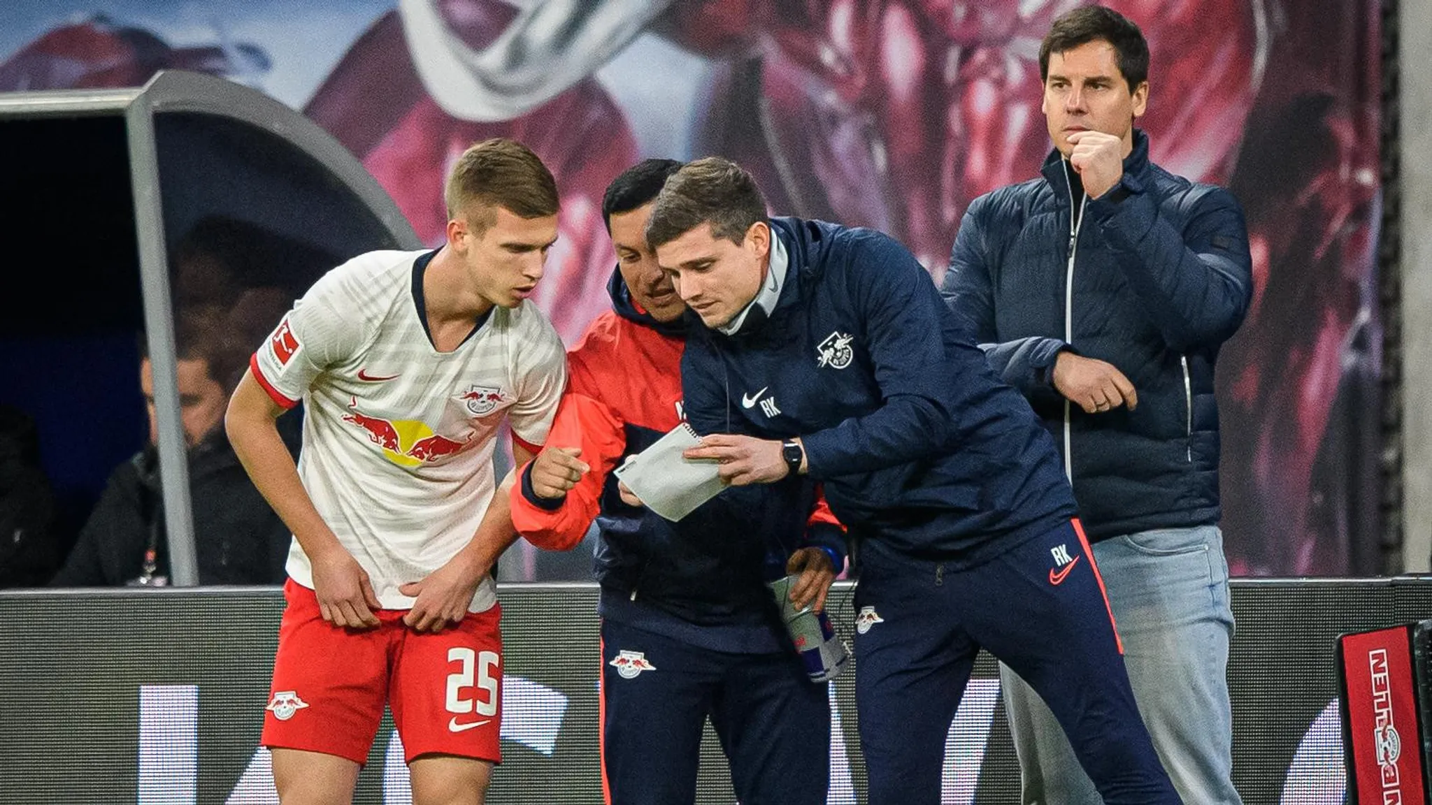 Dani Olmo before his RBL debut. His final instructions before being sent in by then assistant manager, Robert Klauß.