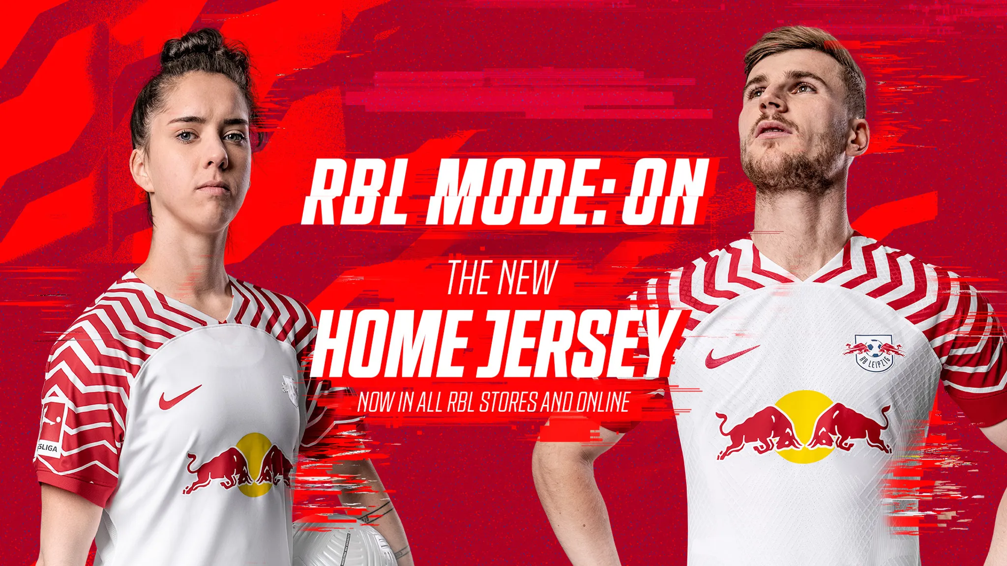 RBL-Mode ON: Barbara Brecht and Timo Werner in the new RBL home shirt.