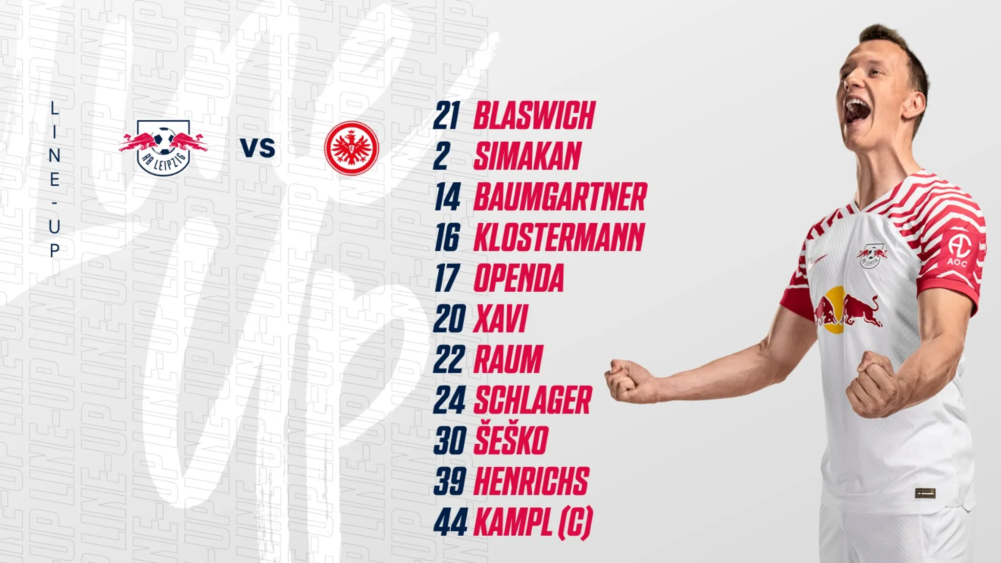 RBL's starting XI against Eintracht Frankfurt.