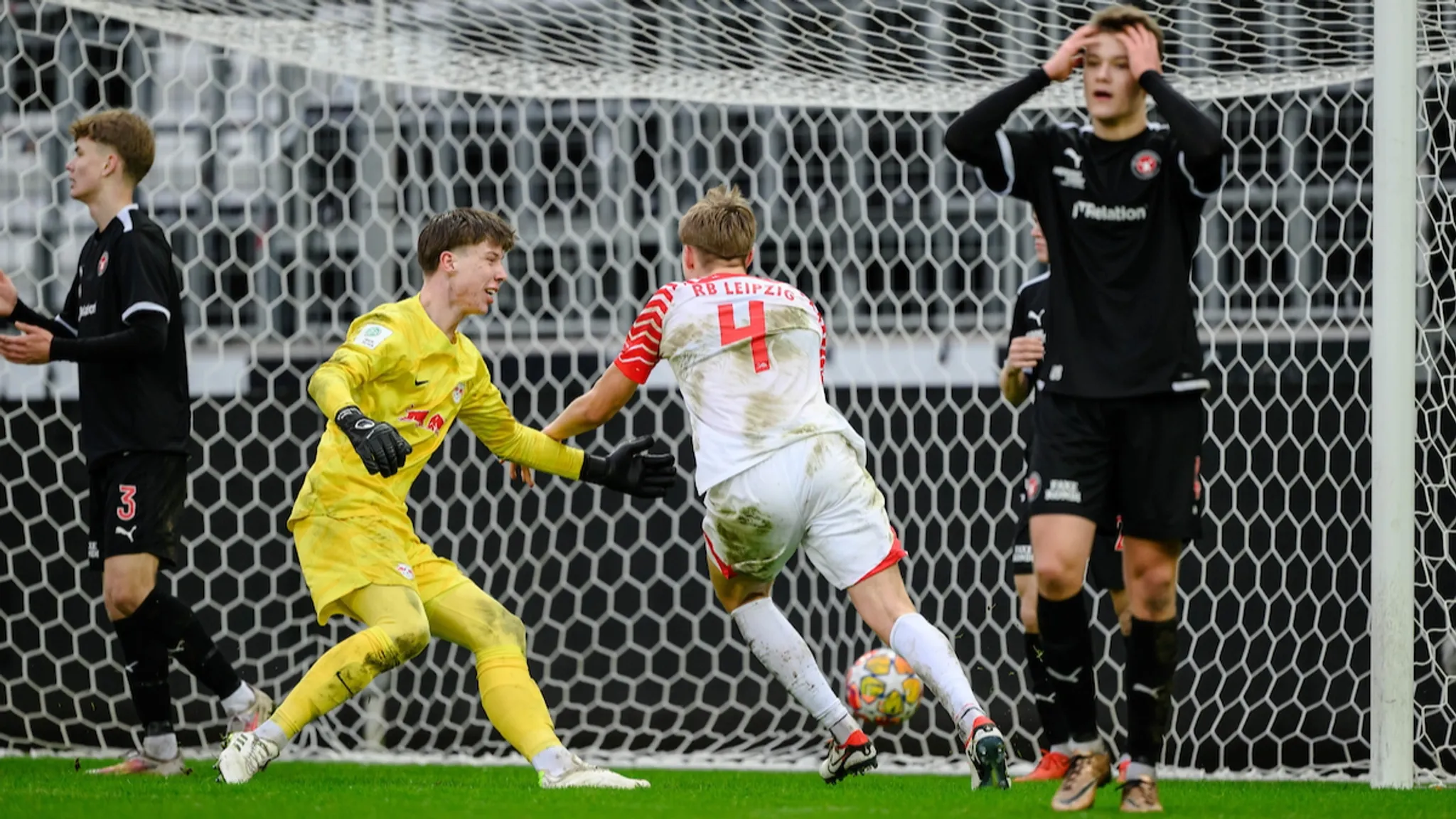 Leipzigs Jonathan Norbye erzielte das späte 1:1 im Playoff-Spiel in Midtjylland.