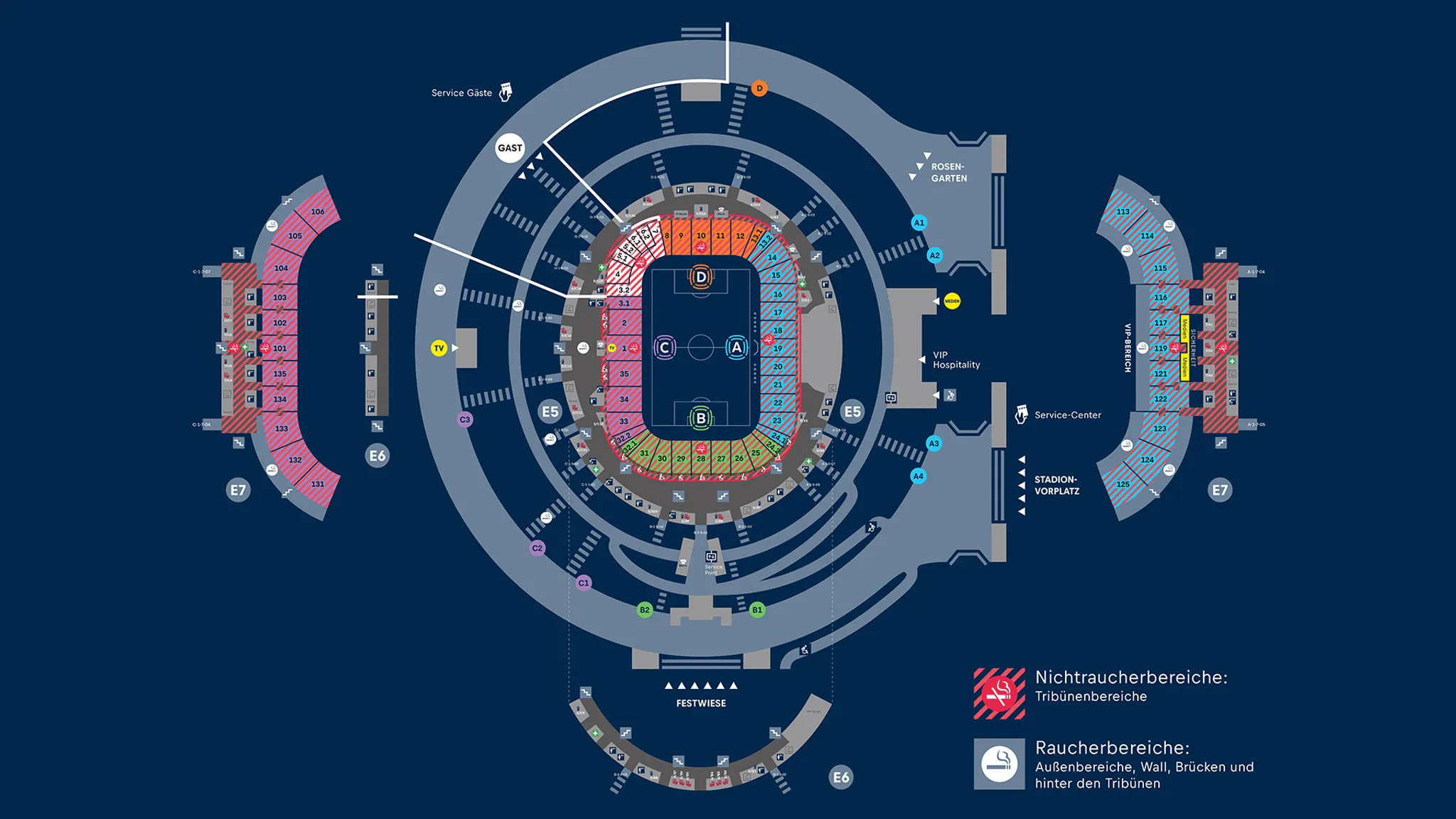 Red Bull Arena Stadion Rundgang Blick Visual Sitzordnung Nichtraucherbereiche