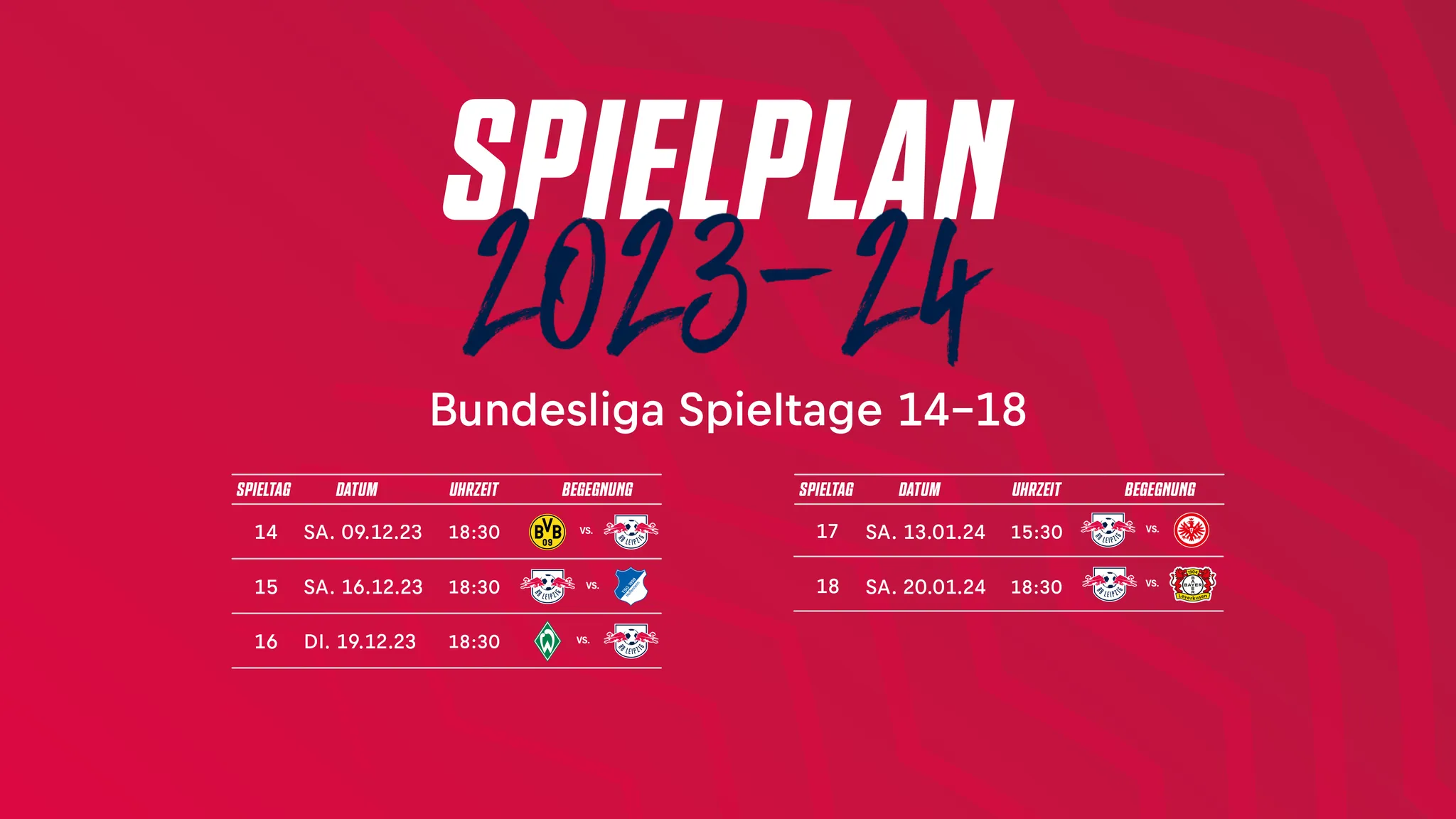 Der Spielplan zur Saison 2023/24.