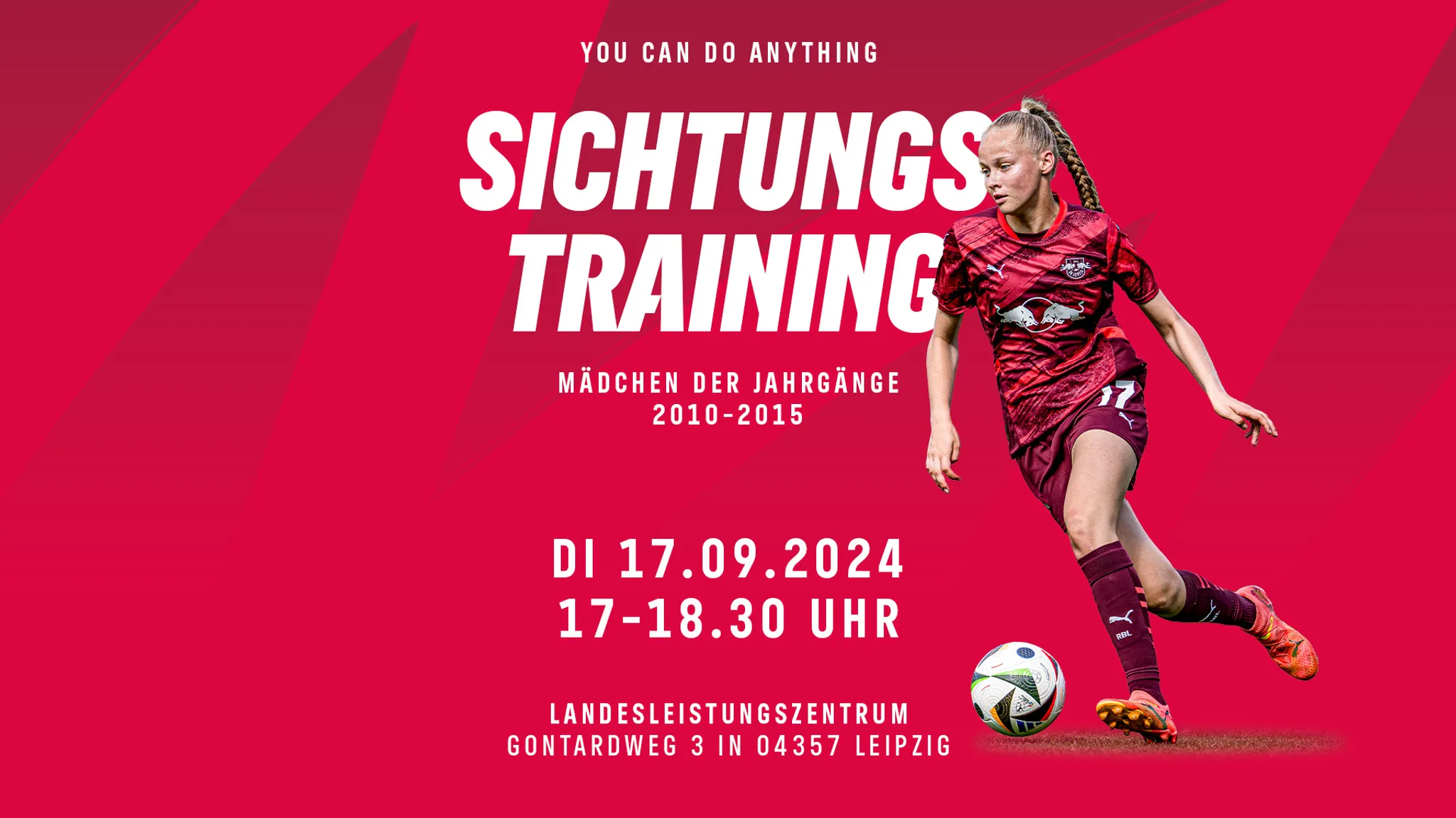 Werde Teil von RB Leipzig – Mädchenfußball-Sichtungstraining am 17. September 2024!