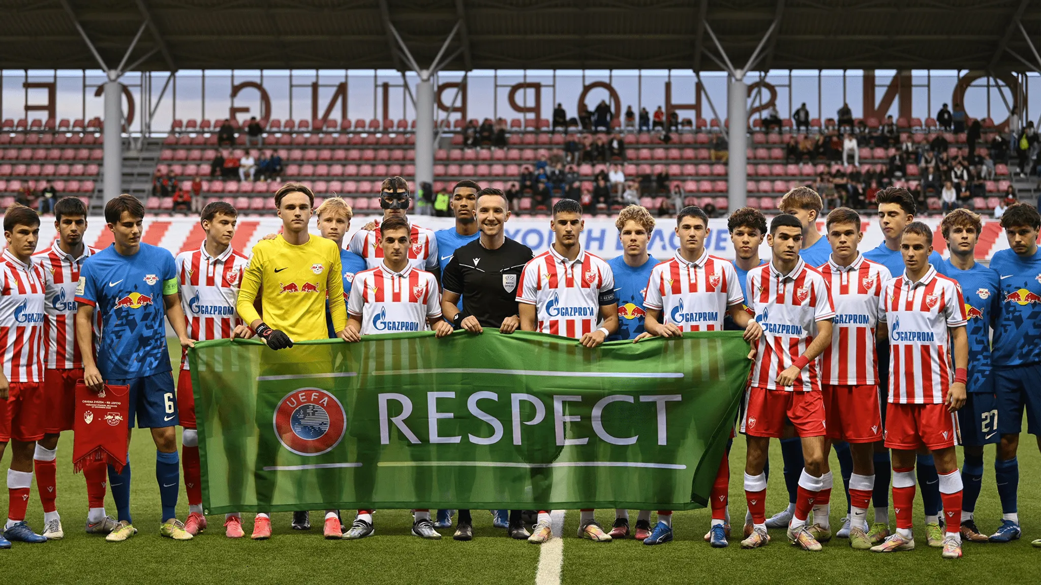 Die Mannschaft von RB Leipzig vor der Partie in Belgrad.