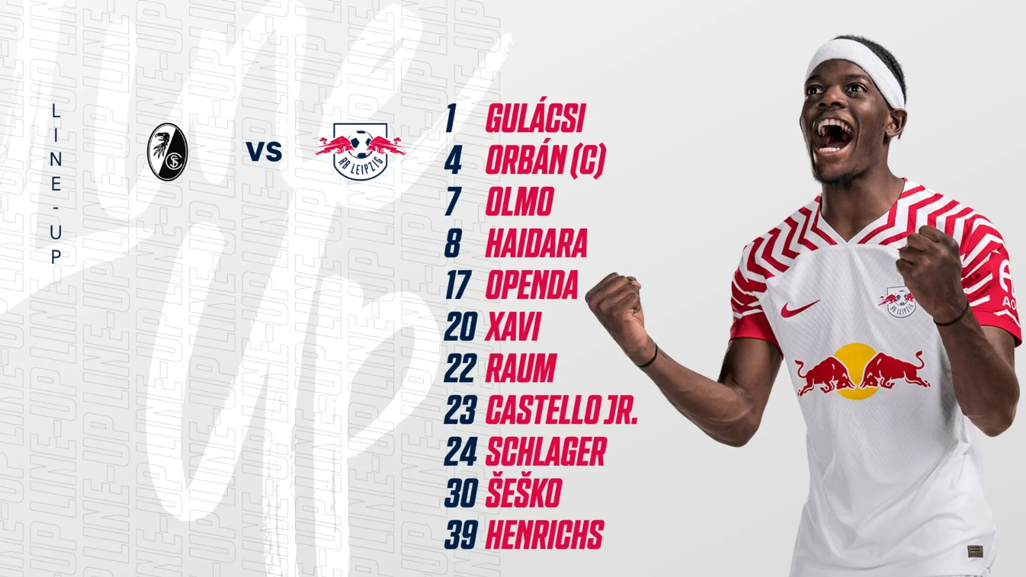 Mit dieser Aufstellung startet RB Leipzig beim SC Freiburg.