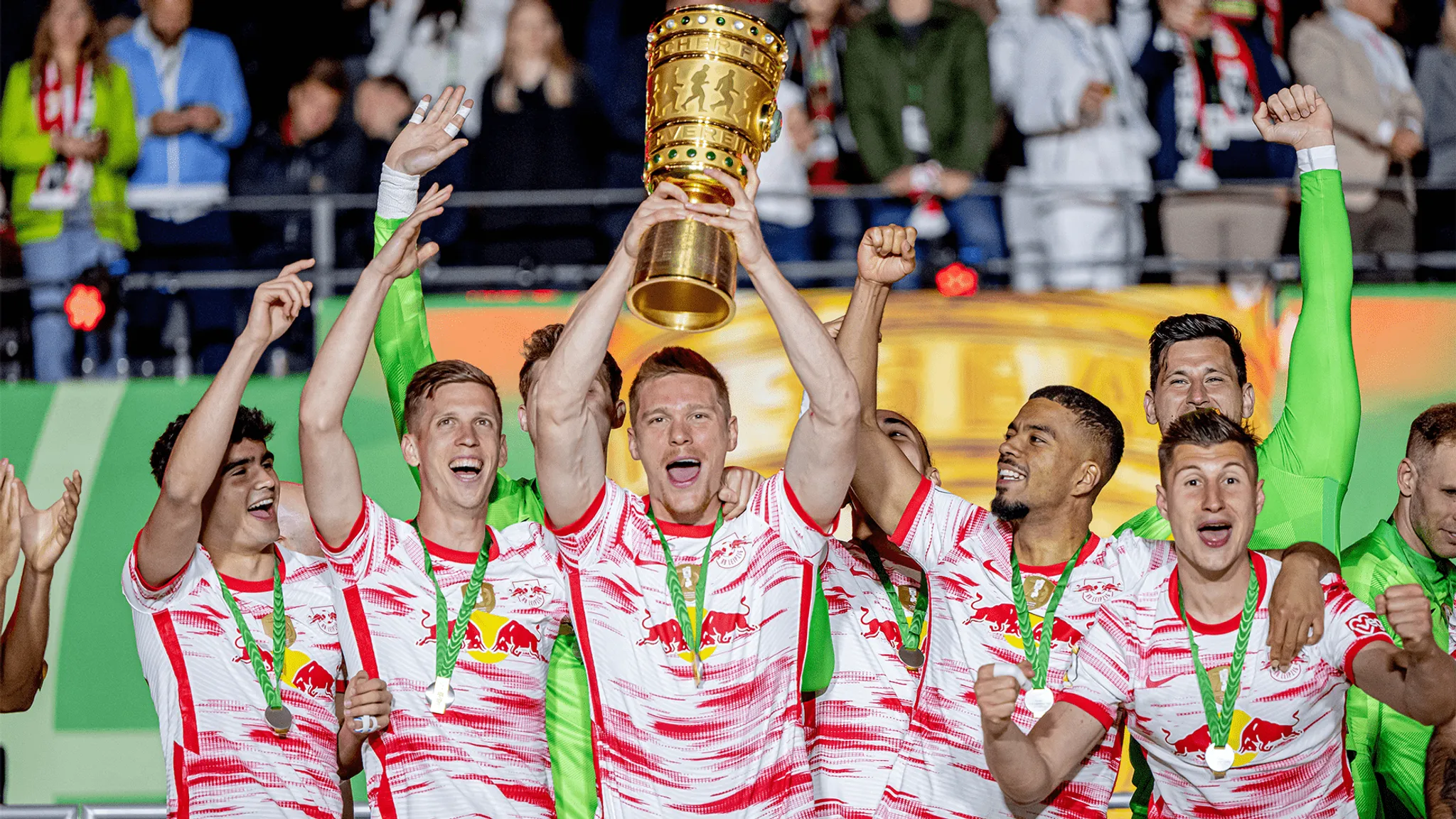 21. Mai 2022: Deutscher Pokalsieger! Die Roten Bullen besiegen Freiburg nach Elfmeterschießen.
