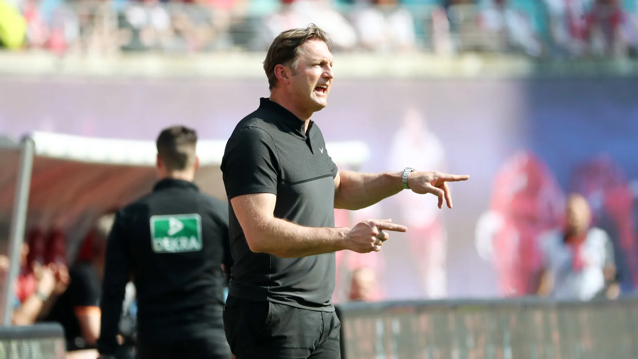 Ralph Hasenhüttl an der Seitenlinie für RB Leipzig.