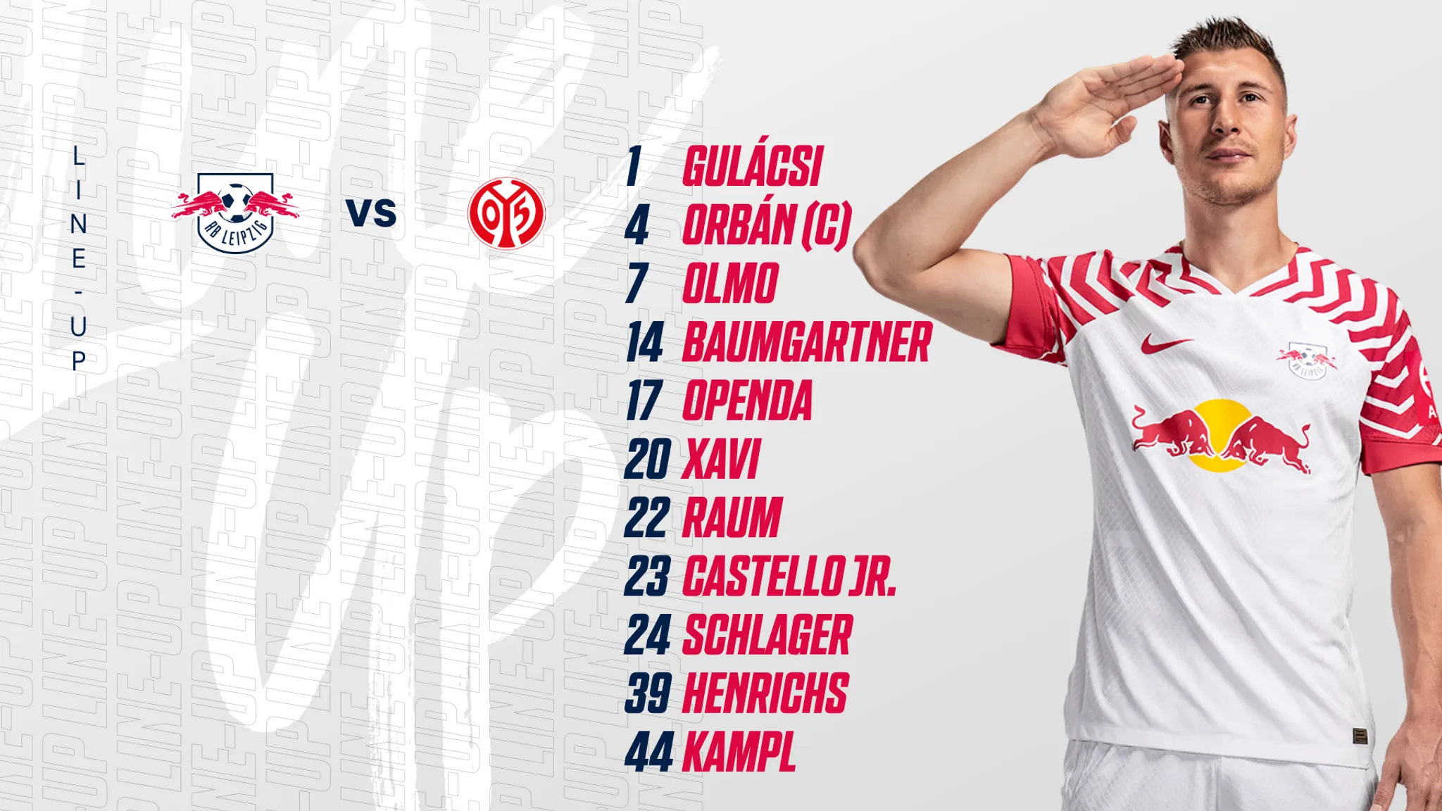 RB Leipzig started with this line-up against 1. FSV Mainz 05.