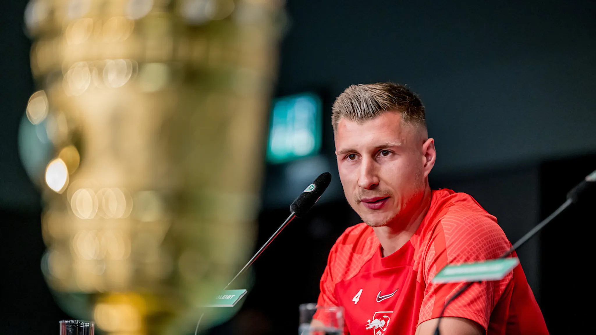 RBL captain Willi Orban at the press conference ahead of the final.