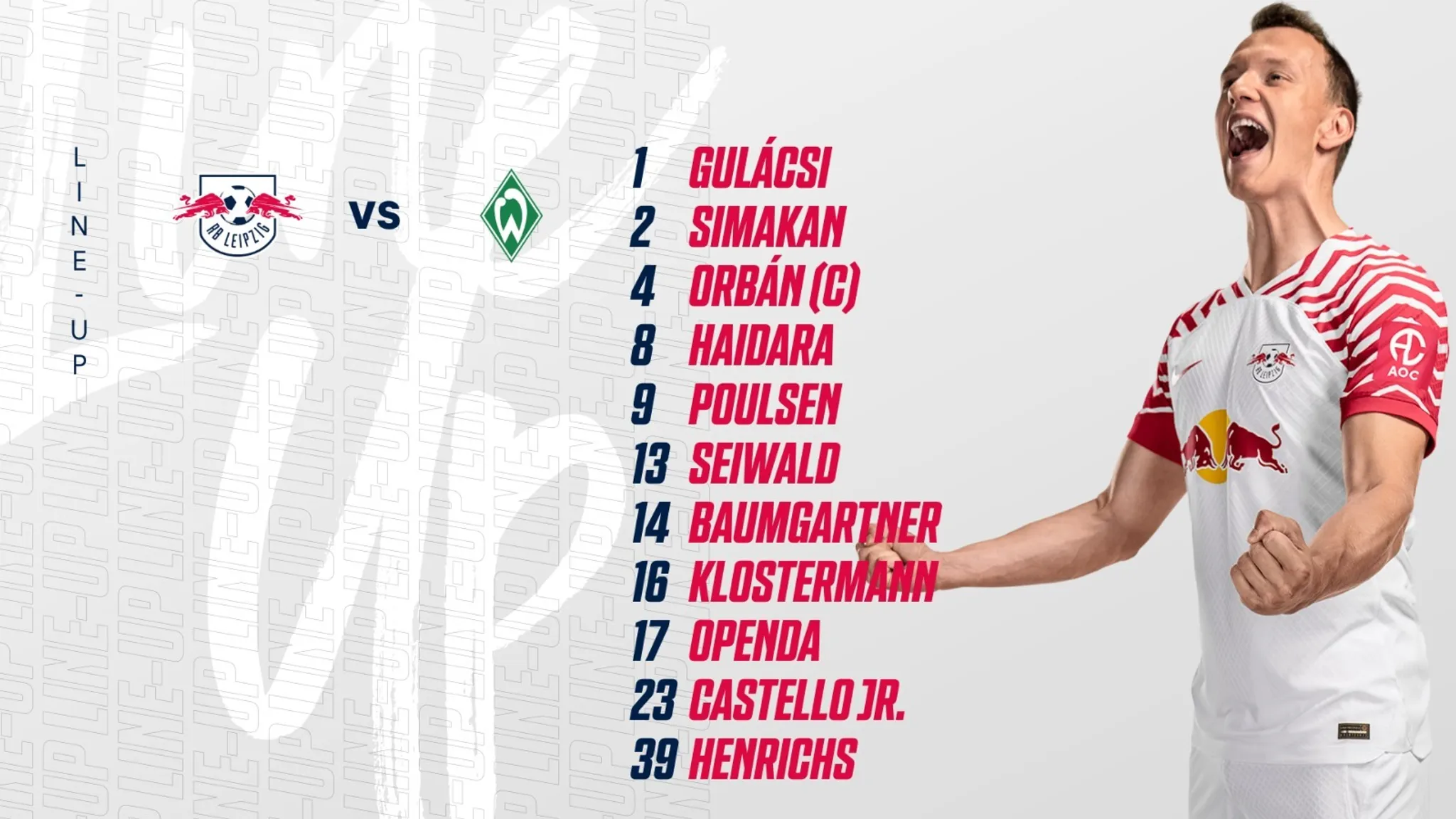 Die Startelf von RB Leipzig für die Partie gegen Bremen